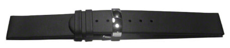 Kippfaltschließe - Uhrenarmband - hydrophobiertes Leder - schwarz 20mm Stahl