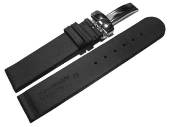 Kippfaltschließe - Uhrenarmband - hydrophobiertes Leder - schwarz 24mm Gold
