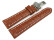 Kippfaltschließe - Uhrenarmband - Leder - Kroko - hellbraun 18mm Stahl