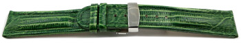 Kippfaltschließe - Leder - Uhrenarmband - Teju look - grün 22mm Stahl