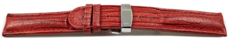 Kippfaltschließe - Leder - Uhrenarmband - Teju look - rot 20mm Stahl