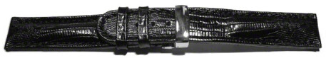Kippfaltschließe - Leder - Uhrenarmband - Teju look - schwarz 18mm Gold
