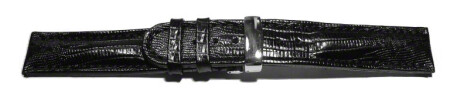 Kippfaltschließe - Leder - Uhrenarmband - Teju look - schwarz 20mm Stahl
