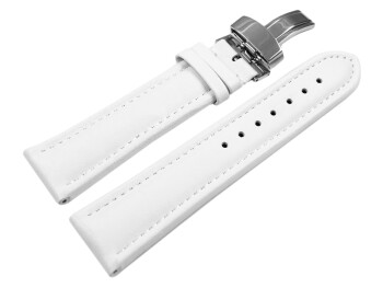 Kippfaltschließe - Uhrenarmband - Glatt - weiß - XL 18mm Stahl
