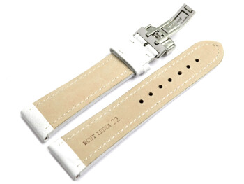 Kippfaltschließe - Uhrenarmband - Glatt - weiß - XL 20mm Stahl