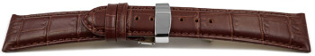 Kippfaltschließe - Leder - Kroko - braun - 17 mm Gold