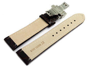 Uhrenarmband mit Butterfly Schließe echt Leder African dunkelbraun 18mm Stahl