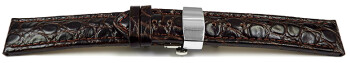 Uhrenarmband mit Butterfly Schließe echt Leder African dunkelbraun 20mm Stahl