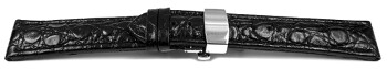 Uhrenarmband mit Butterfly Schließe echt Leder African schwarz 18mm Stahl