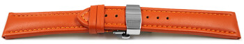Uhrenarmband mit Butterfly Leder glatt orange 22mm Gold
