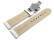 Uhrenarmband mit Butterfly Schließe Leder Glatt weiß - XL 28mm Stahl