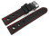 Uhrenband mit Butterfly Schließe Leder gelocht glatt schwarz rote Naht 18mm Stahl