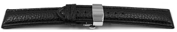 Uhrenarmband mit Butterfly gepolstert genarbt schwarz 24mm Stahl