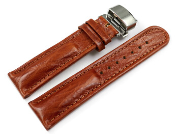 Uhrenband mit Butterfly gepolstert Bark braun 18mm schwarz