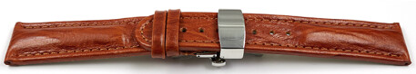 Uhrenband mit Butterfly gepolstert Bark braun 22mm Stahl