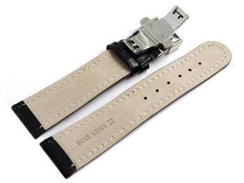 Uhrenband mit Butterfly gepolstert Bark schwarz 24mm Stahl