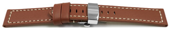 Uhrenarmband mit Butterfly Schließe Leder massiv rot-braun 22mm schwarz