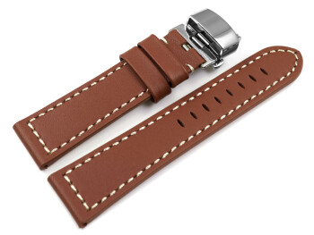 Uhrenarmband mit Butterfly Schließe Leder massiv rot-braun 22mm schwarz