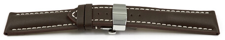 Uhrenband mit Butterfly stark gepolstert glatt braun 24mm schwarz