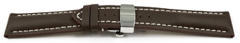 Uhrenband mit Butterfly stark gepolstert glatt braun 24mm schwarz