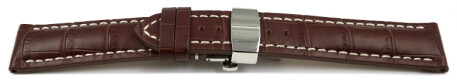Butterfly - stark gepolstert - Kroko - dunkelbraun 24mm Stahl