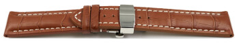 Butterfly - stark gepolstert - Kroko - hellbraun 24mm Stahl