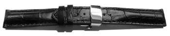 Uhrenband mit Butterfly stark gepolstert Kroko schwarz TiT 18mm Stahl