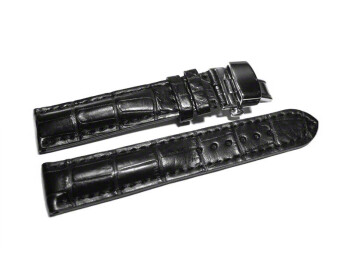 Butterfly - echt Louisiana Kroko - schwarz 18mm schwarz