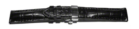 Butterfly - echt Louisiana Kroko - schwarz 18mm Stahl