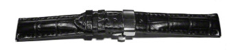 Butterfly - echt Louisiana Kroko - schwarz 18mm Stahl