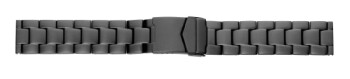 Edelstahl Metall Uhrenarmband massiv schwarz - 22mm