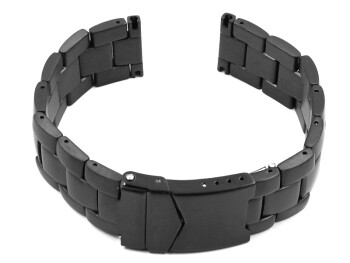 Edelstahl Metall Uhrenarmband massiv schwarz - 22mm