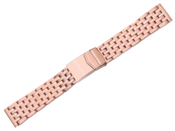 Edelstahl Metallarmband massiv 7 Glieder Rosé-vergoldet - 20mm