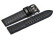 Uhrenarmband - Leder schwarz - Carbon - Doppeldorn schwarz - blaue Naht