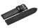 Uhrenarmband - Leder schwarz - Carbon - Doppeldorn schwarz - blaue Naht