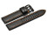 Uhrenarmband - Leder schwarz - Carbon Prägung - Doppeldorn schwarz - orange Naht 20mm
