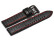 Uhrenarmband - Leder schwarz - Carbon Prägung - Doppeldorn schwarz - rote Naht 24mm