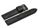 Uhrenarmband - Leder schwarz - Carbon Prägung - Doppeldorn schwarz - schwarze Naht 24mm