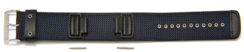 Uhrenarmband Casio für G-300L, G-350L, G-303, Textil blau, Leder schwarz