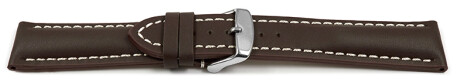 Uhrenarmband - Leder - stark gepolstert - glatt - dunkelbraun - 19mm Stahl