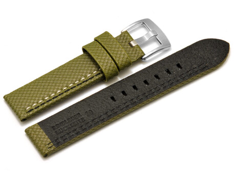 Uhrenarmband Breitdorn HighTech Textiloptik grün - weiße u. schwarze Naht - 20mm 22mm 24mm 26mm