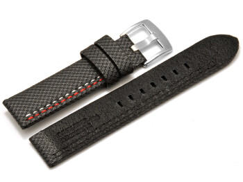 Uhrenarmband - Breitdorn - HighTech - Textiloptik - grau - weiße u. rote Naht 22mm