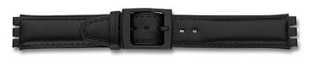 Uhrenarmband - Leder - passend für Swatch - schwarz - 17mm