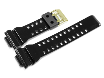 Casio Uhrenband schwarz glänzend Schließe goldfarben für GD-100GB-1, GD-100GB