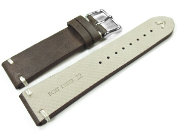 Uhrenarmband Rindleder - Rustikal - Soft Vintage - dunkelbraun 18mm Stahl