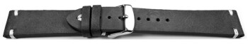 Uhrenarmband Rindleder - Rustikal - Soft Vintage - schwarz 20mm Stahl