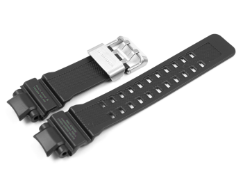 Kunststoff-Uhrarmband Casio GW-A1100-1A3, Aufschriften grün - Bandfarbe: schwarz