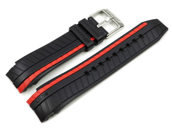Lotus Uhrarmband Kautschuk, schwarz-roter Streifen f....