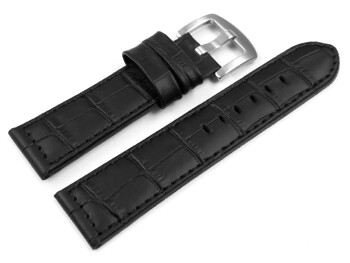 Uhrenarmband mit Breitdorn - Leder - Kroko - schwarz TiT - 22,24 mm
