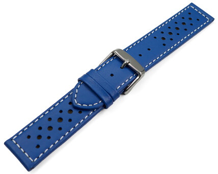 Uhrenarmband Leder Style blau 16mm 18mm 20mm 22mm